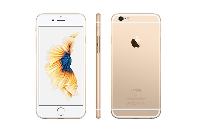 Bagian depan dan belakang iPhone 6s berwarna emas