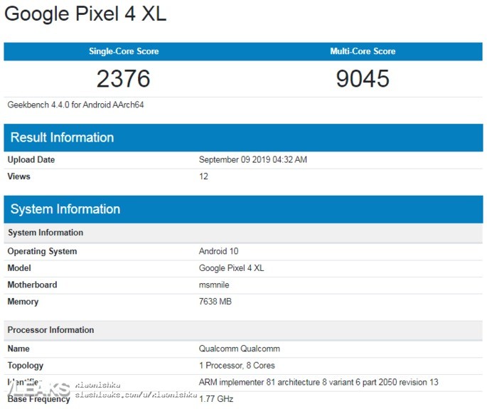 Google Pixel 4 XL Geekbench