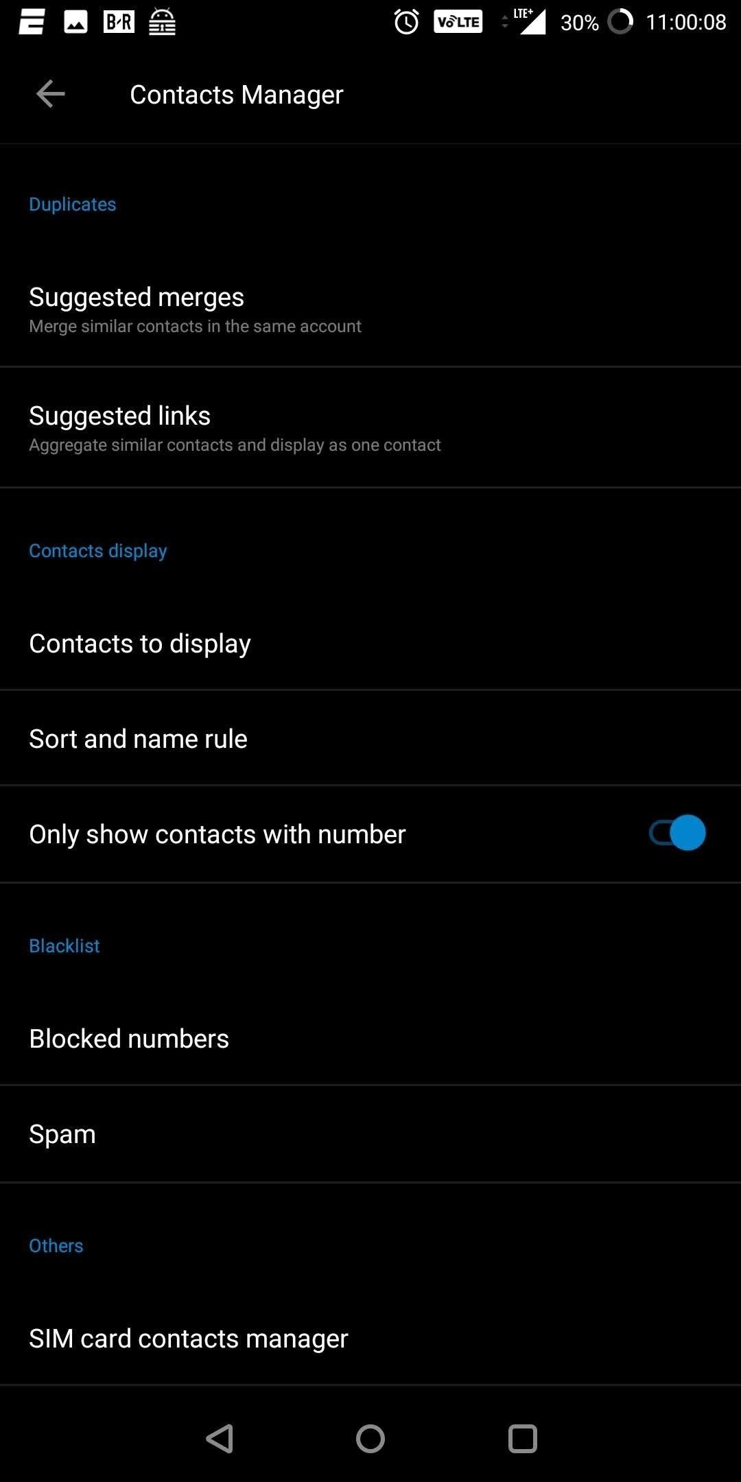 Cara menyembunyikan kontak tanpa nomor telepon di Android