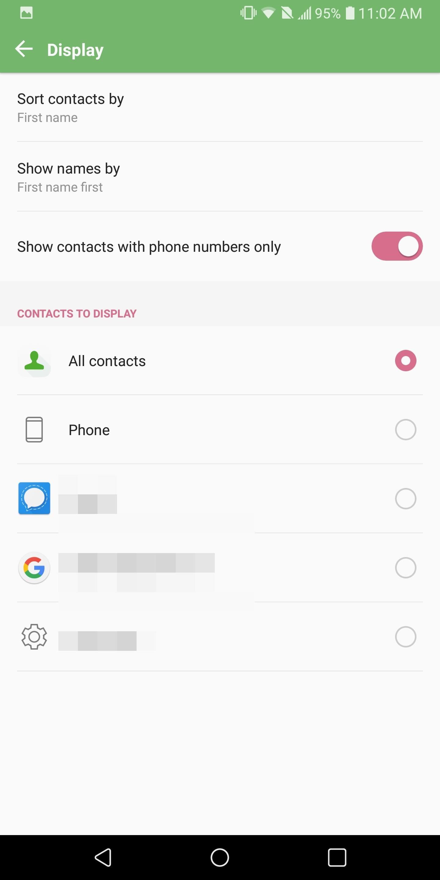 Cách ẩn danh bạ không có số điện thoại trên Android