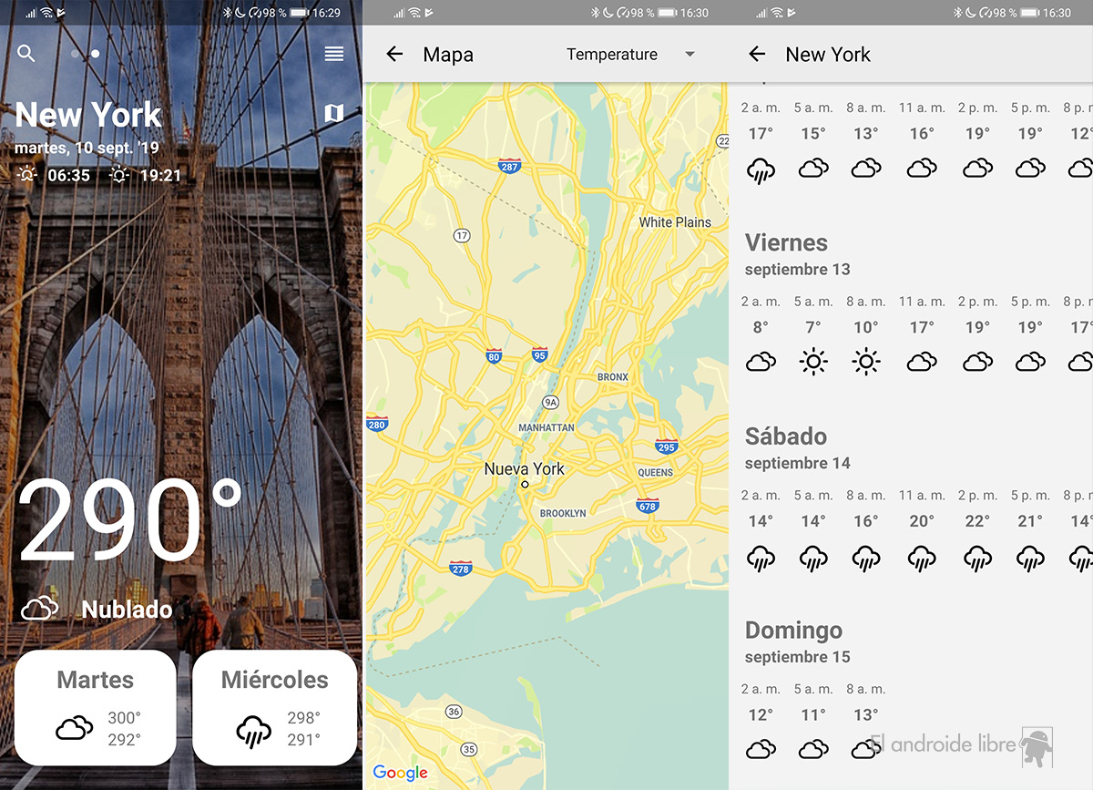 Aplikasi cuaca yang kompatibel dengan Android 10 mode gelap: Bowvie Weather