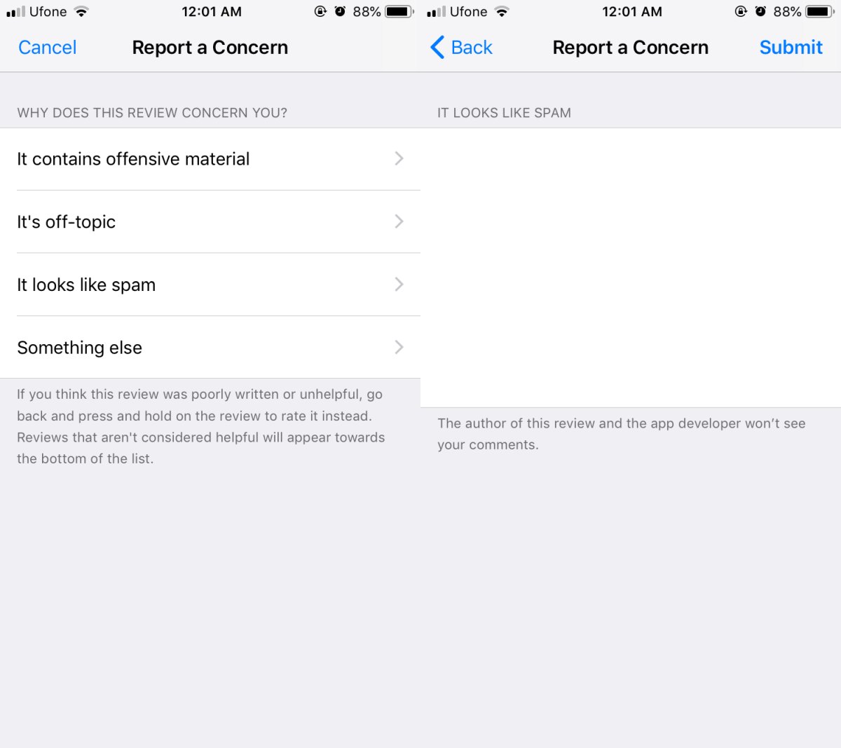 Cara melaporkan ulasan spam di App Store di iOS 1