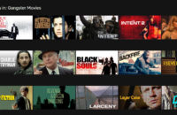 Selempang yang menampilkan film gangster terbaik di Netflix di aplikasi web Netflix.
