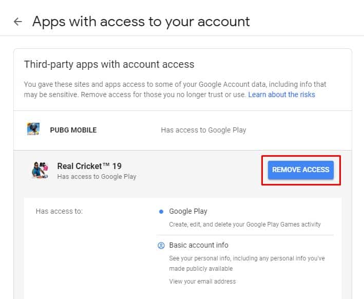Hapus akses dari aplikasi pihak ketiga ke akun Google Anda