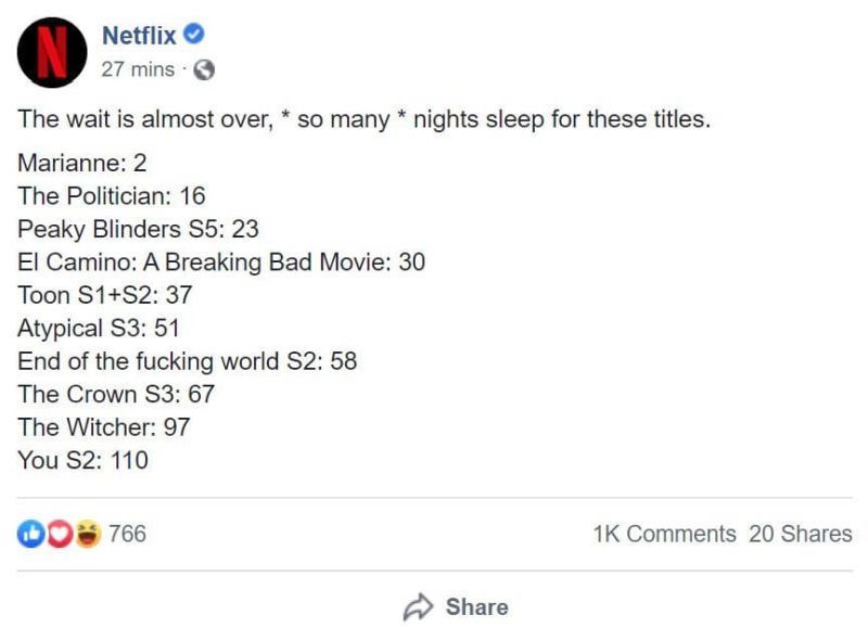 Netflix kanske inte officiellt tillkännager lanseringsdatumet för Witcher på Facebook