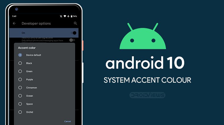 ssystem accent color android 10