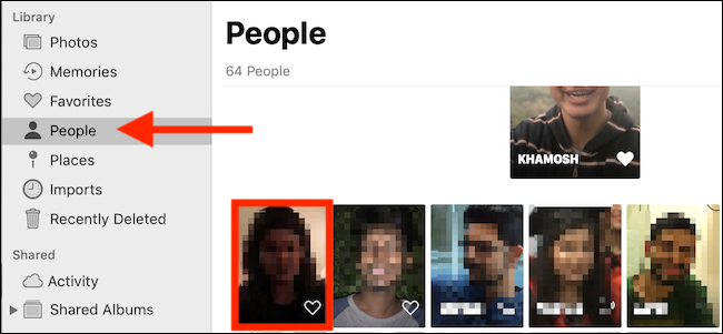 Pilih tab People dan klik pada sebuah wajah