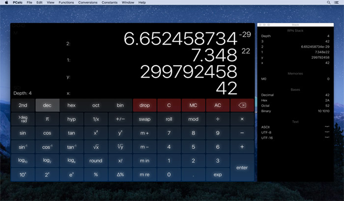 Screenshot PCalc Widget Mac