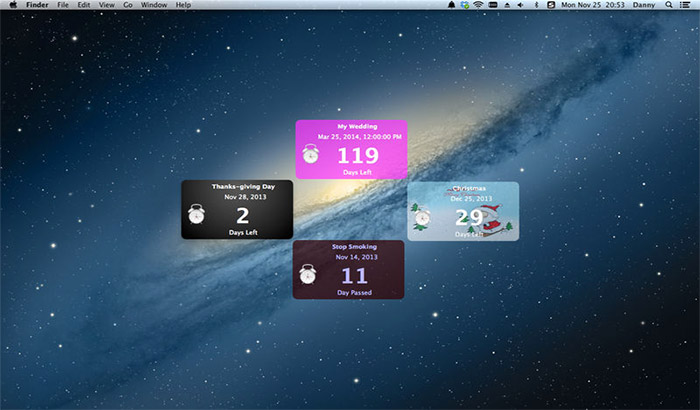 Widget hitung mundur Screenshot Aplikasi Mac