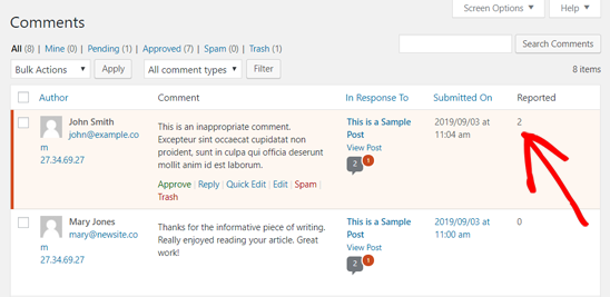 Komentar yang Dilaporkan untuk Moderasi di WordPress