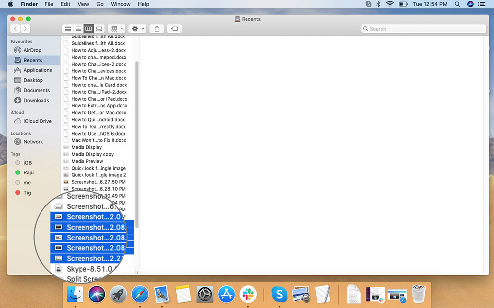 Pilih Banyak File untuk Lihat di Lihat Cepat di Mac Finder
