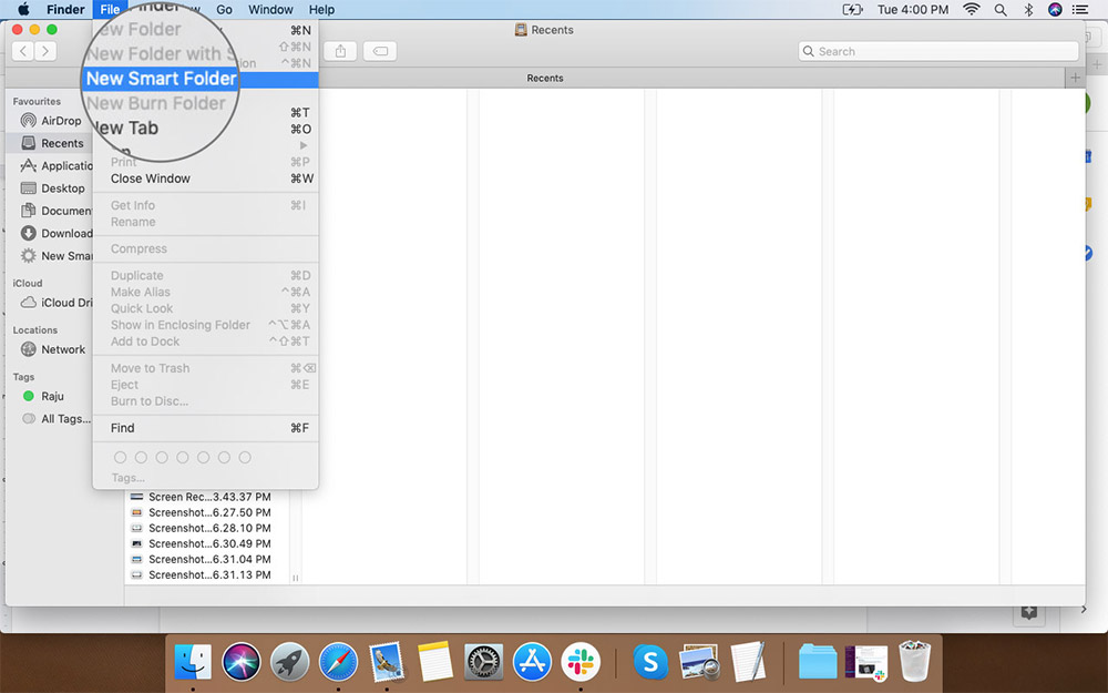Pilih Folder Cerdas Baru dari Menu File Finder di Mac