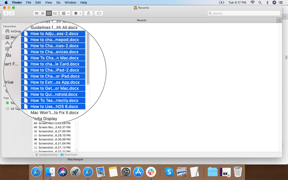 Pilih Banyak File di Aplikasi Finder di Mac