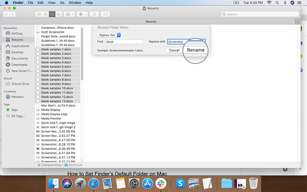 Klik Ubah Nama untuk Mengubah Banyak Nama File di Mac