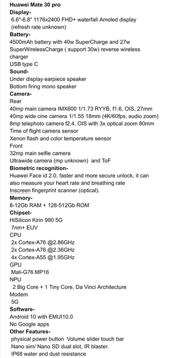 Huawei Mate 30 Pro: Kami tahu spesifikasi lengkapnya! 1