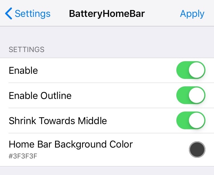 Tweak ini membuat Home Bar menampilkan level baterai Anda saat ini 3