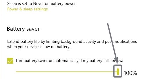 Aktifkan penghemat baterai secara otomatis jika baterai saya turun di bawah
