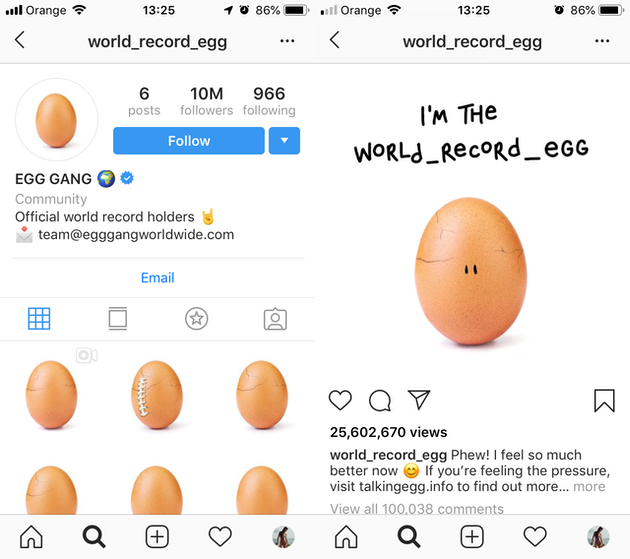 Screenshot dari @ world_record_egg's Instagram makan