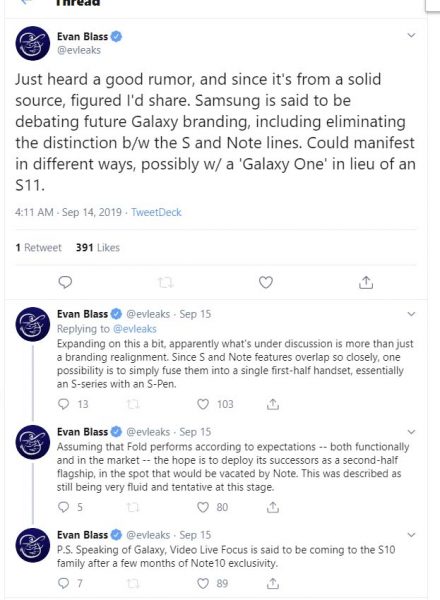 Samsung berencana untuk bergabung dengan garis S dan Note, dan ganti Note oleh Fold 1