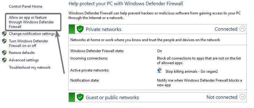 Windows        10 tường lửa phòng thủ