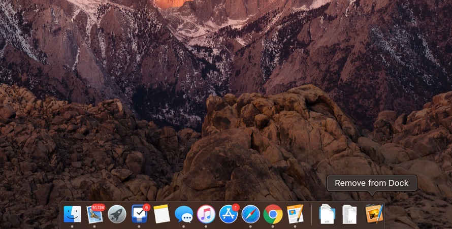 Hapus aplikasi dari Mac dock