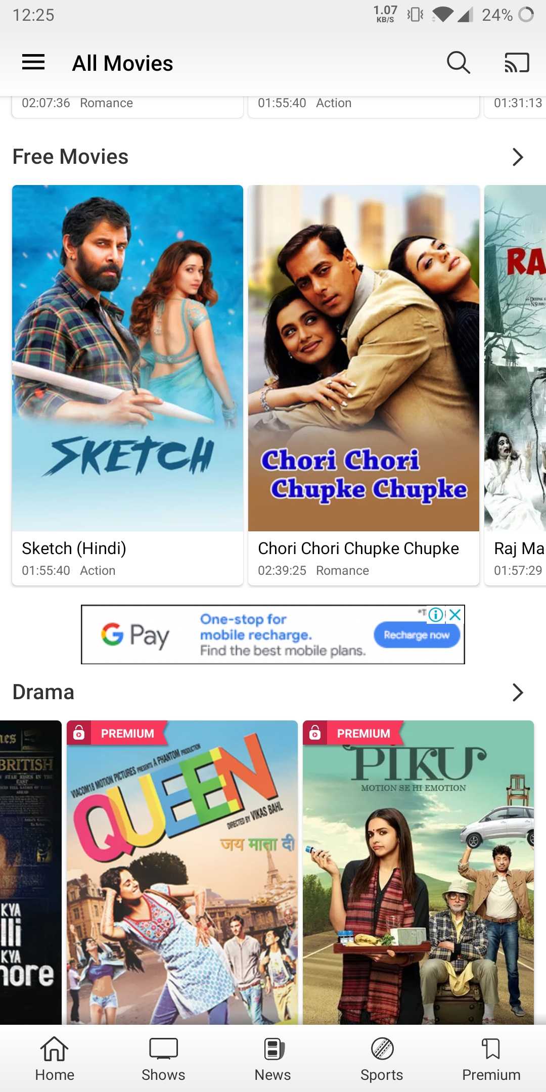 Aplikasi film hindi gratis SonyLiv