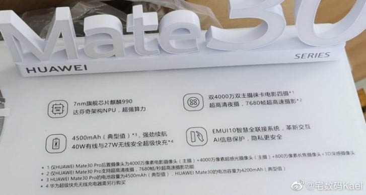 Beberapa spesifikasi dari garis Huawei Mate 30 baru.