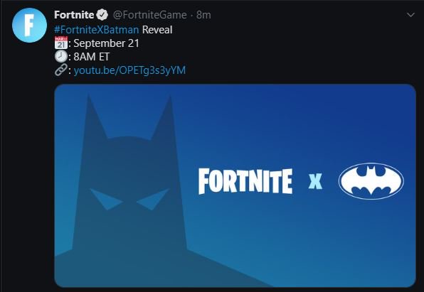 Fortnite Tweet X teaser Batman