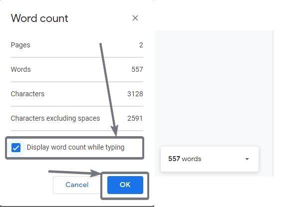 إظهار عدد الكلمات عند الكتابة في محرر مستندات Google 3 4