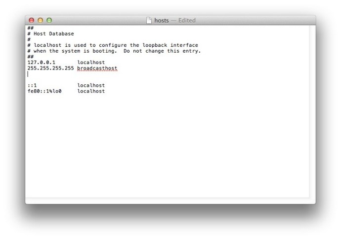 Изменить хост-файл Mac OS X