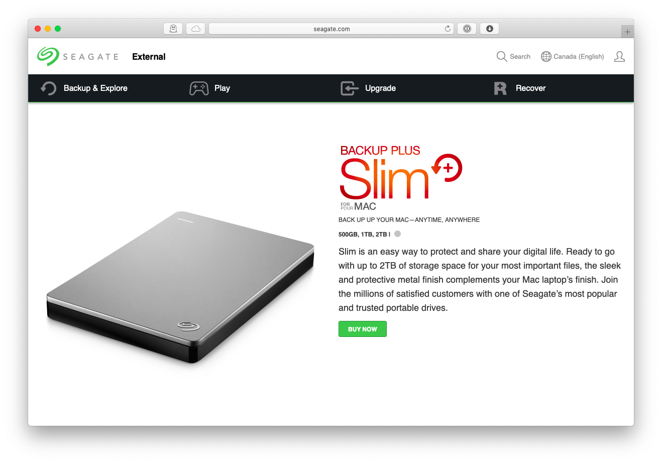 SeaGate Backup Plus Slim 2TB SSD eksternal untuk Mac