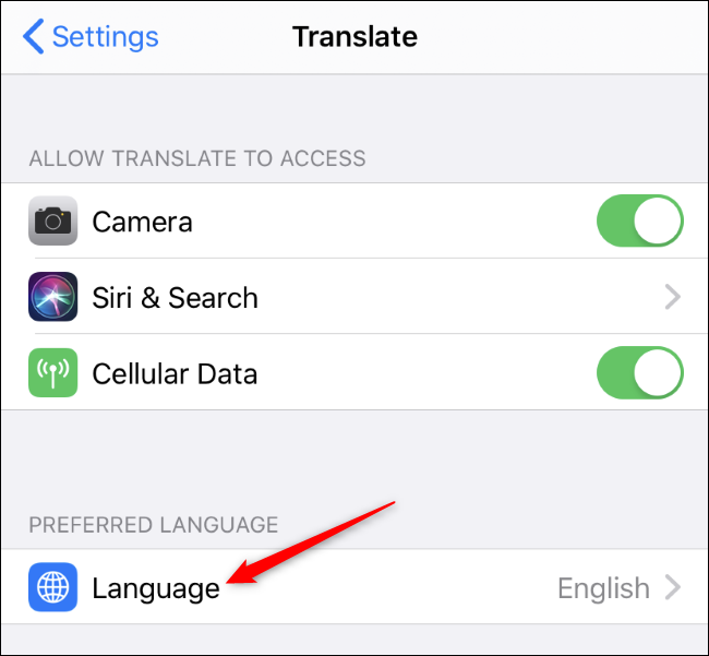 Memilih bahasa yang disukai untuk aplikasi individual di iPhone dengan iOS 13.