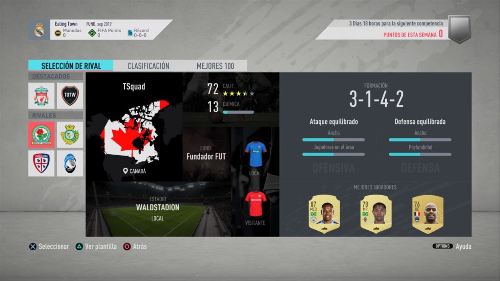 FUT FIFA 20 Squad Battles (Di menu)