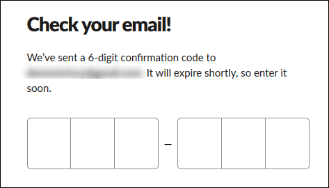 Kotak teks untuk memasukkan kode konfirmasi 6 digit Anda.