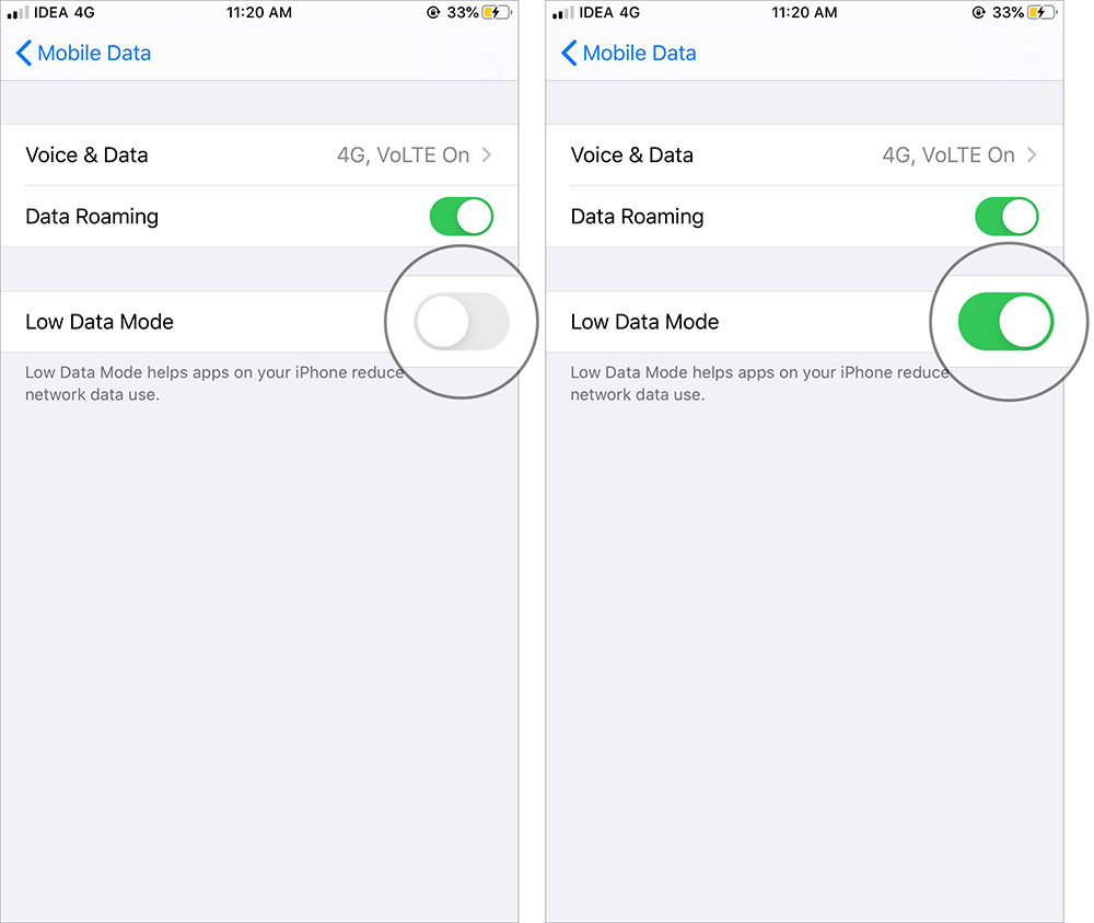 Aktifkan Mode Data Rendah di iOS 13 di iPhone