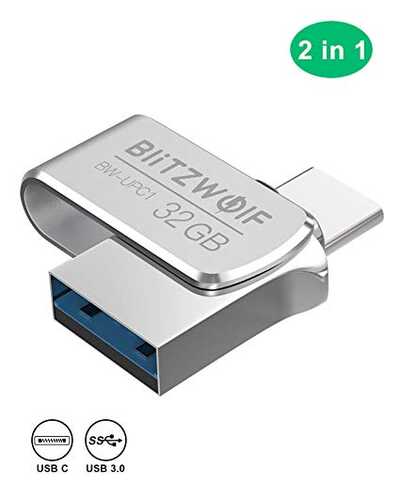 ▷ USB Tipe C dan USB 3.0, Koneksi Memori Ganda 64 GB + …