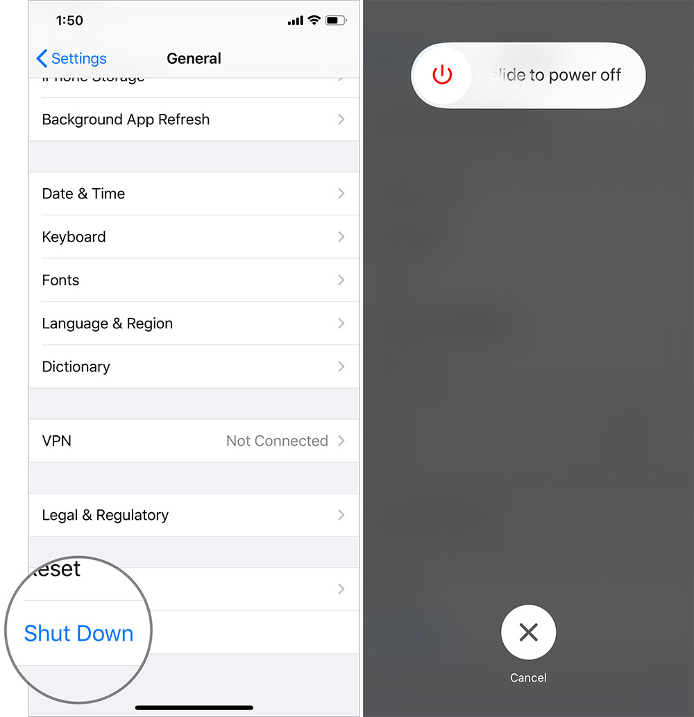 Принудительный перезапуск iPhone 11 Pro Max использует приложение «Настройки»