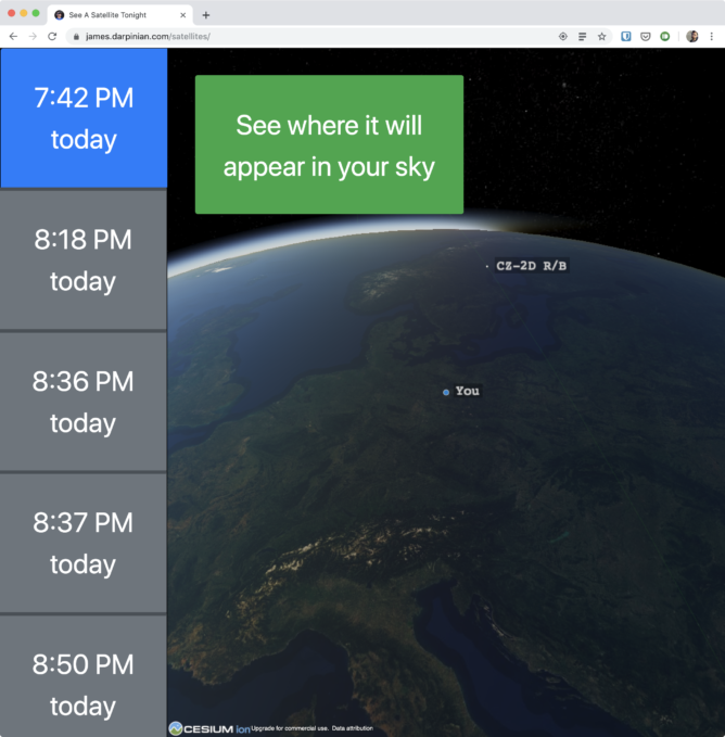 Insinyur Google membuat aplikasi web untuk membantu Anda melihat satelit di malam hari dengan mata telanjang 4