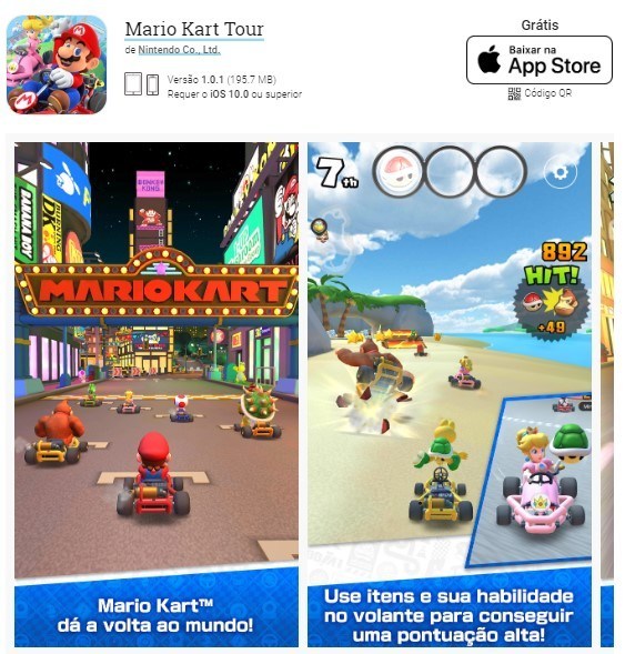 Menginstal Mario Kart Tour di perangkat iOS.
