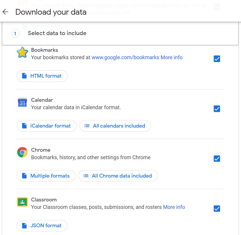 Unduh data aktivitas Google