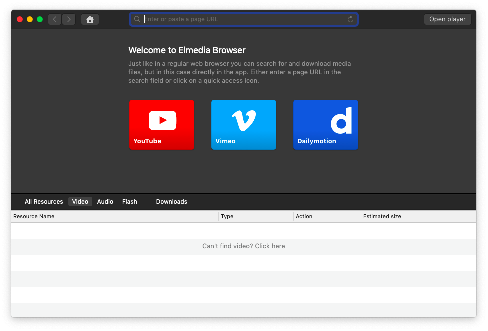 Elmedia Player mengunduh video YouTube