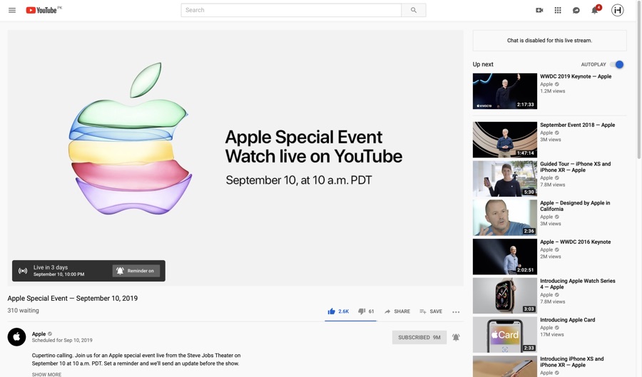 Apple iPhone 11 event youtube