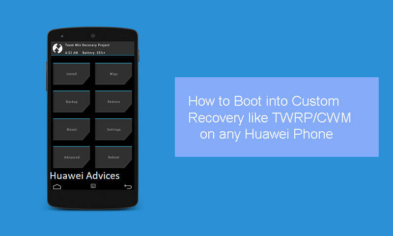 Boot ke TWRP CWM Recovery di telepon Huawei Honor EMUI