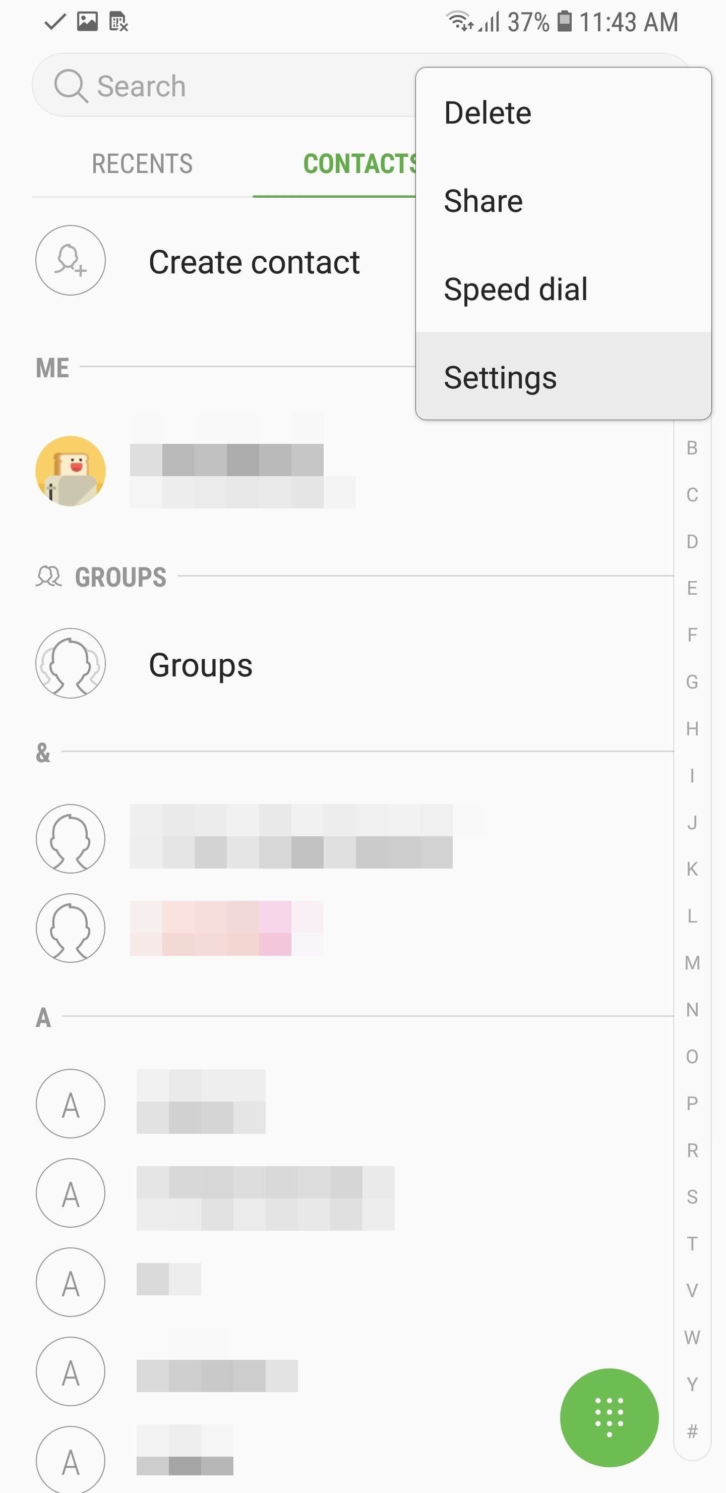 Cách ẩn danh bạ không có số điện thoại trên Android