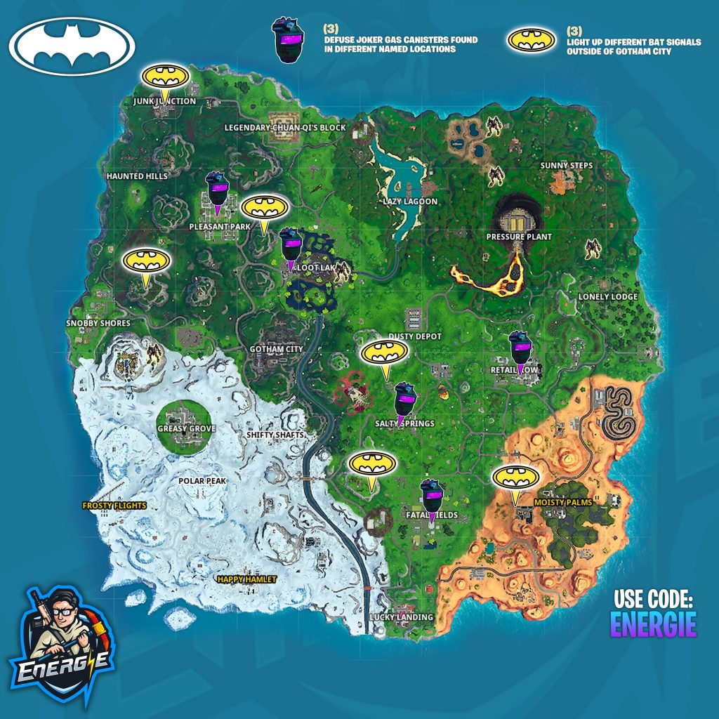 🥇 ▷ Fortnite Selamat datang di Peta Lembar Tantangan Kota Gotham 1