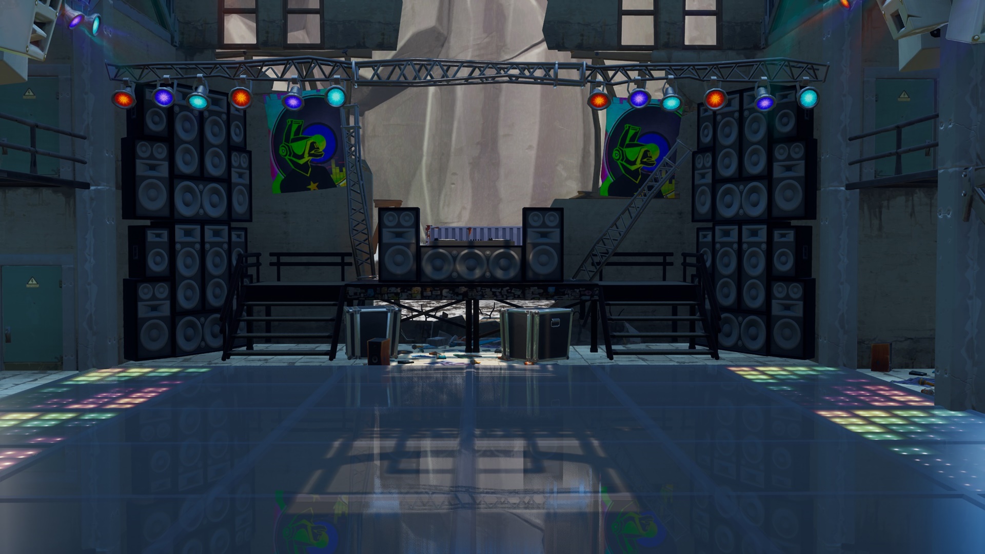 Fortnite: menari di belakang stan DJ di klub dansa dengan pakaian Yonder