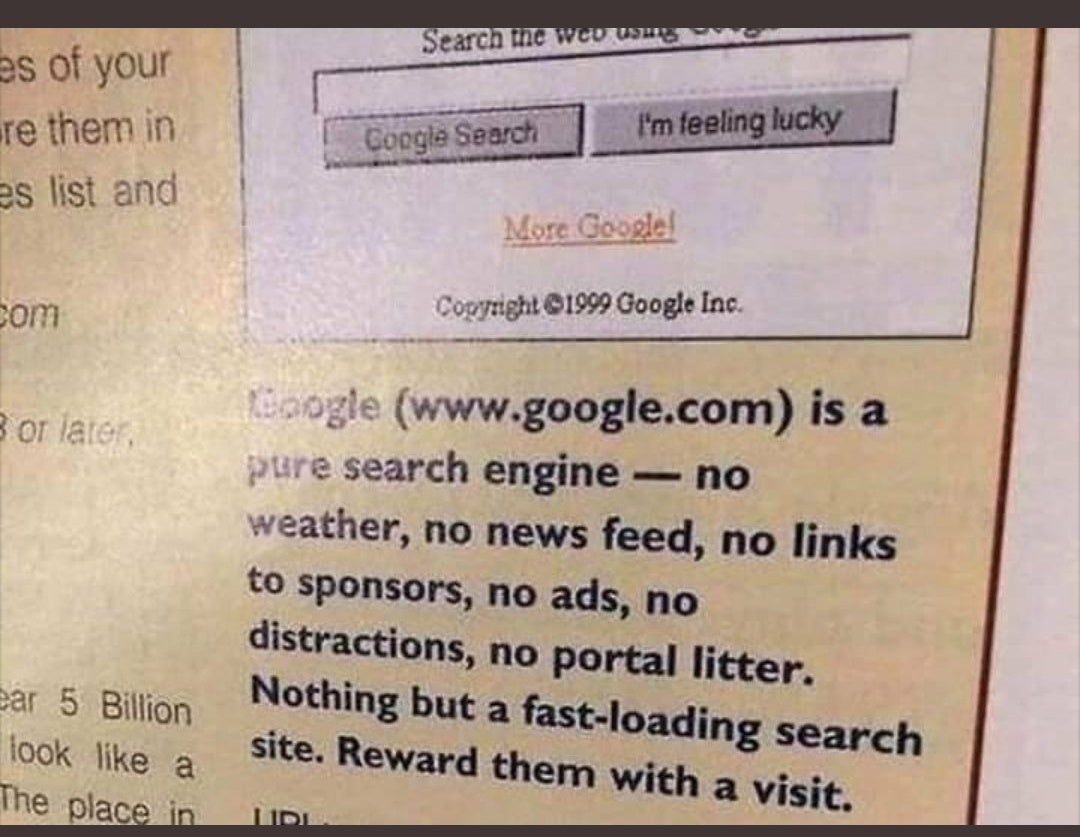 Mesin pencari Google 1999