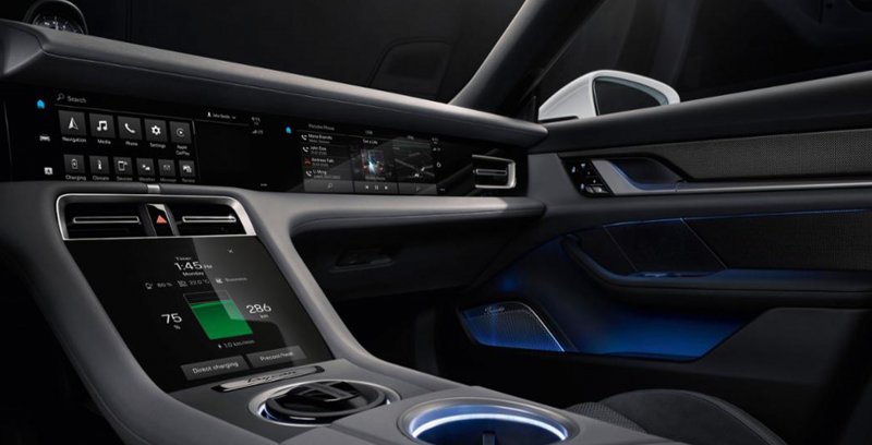 Porsche’s Taycan EV interior has lots of touch screens and voice controls