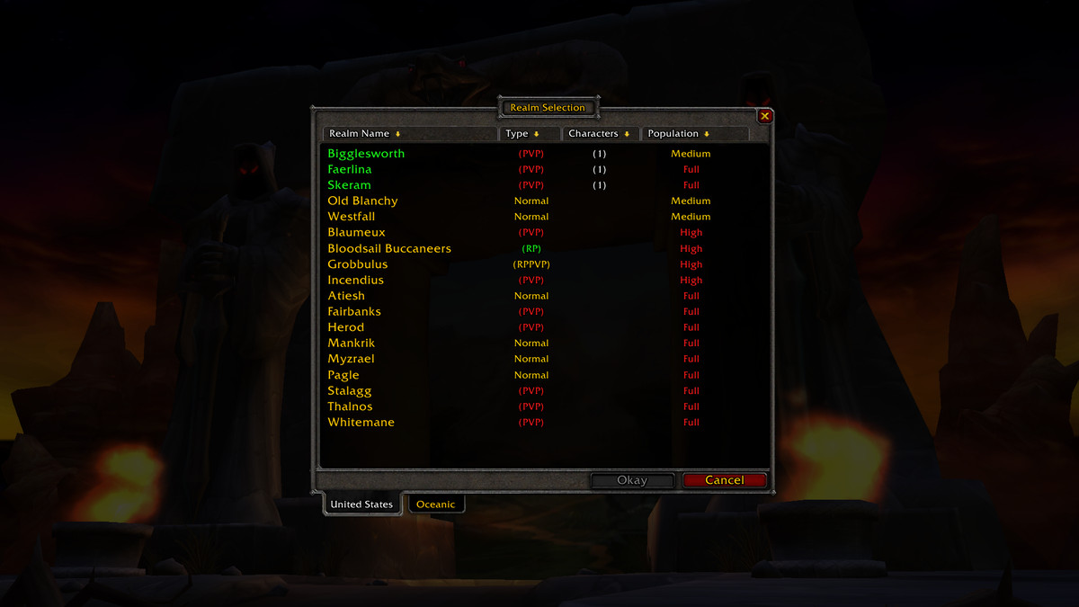 Gambar server World of Warcraft Classic