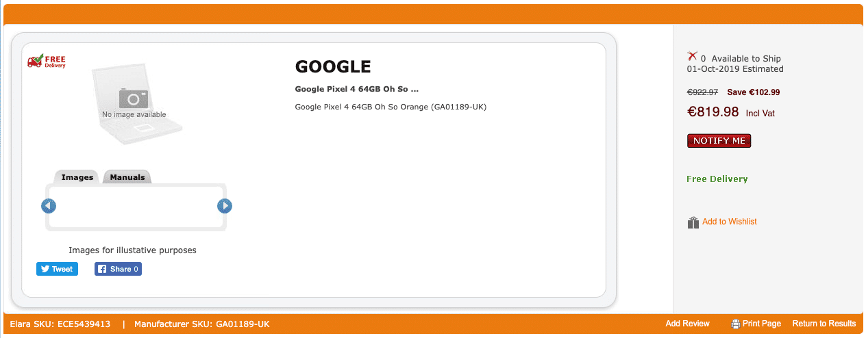 Google pixel 4 64GB Đăng ký Oh So Orange Đã lọc 